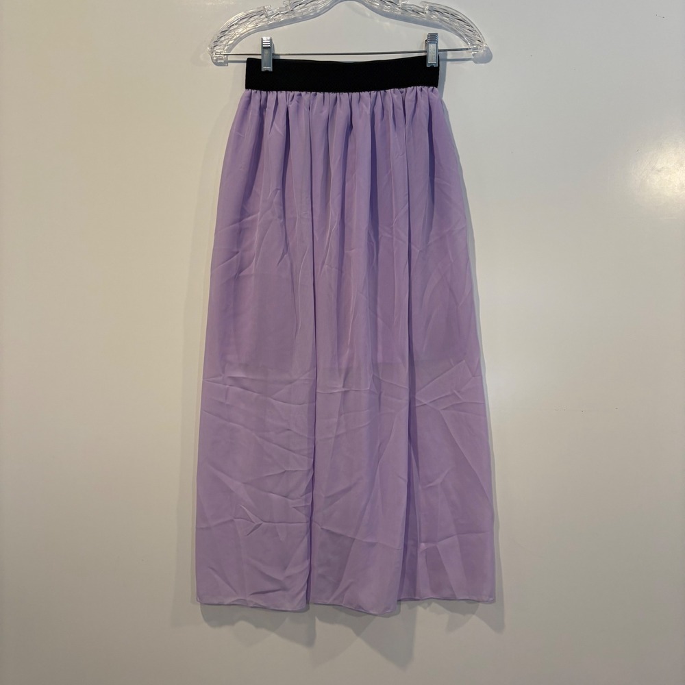 LIVAGIRL Purple Chiffon Mini Maxi Skirt Boho Beach Womens Size Small NWT